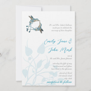 Convites Rustic Romantic Hummingbird Kiss Love BirdWedding