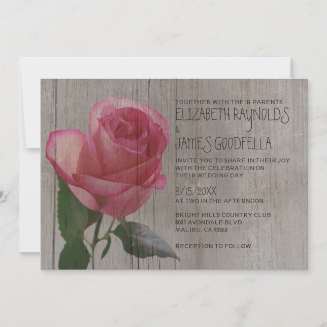 Convites Rustic Rosa Wedding (Frente)