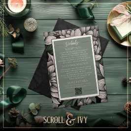 Convites Rustic Sage, Champagne White Bloom Detalhes do Cas