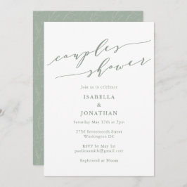 Convites Rustic Sage Green Botanical Script Couples Shower