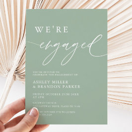 Convites Rustic Sage Green Estamos em Festa de noivado