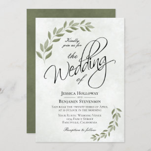 Convites Rustic Sage Green Watercolor Deixa Casamento Chic