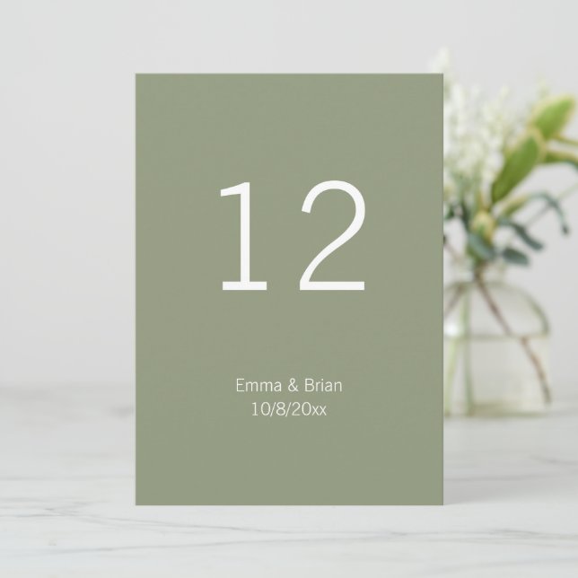 Convites Rustic Sage green Wedding Table number (Em pé/Frente)