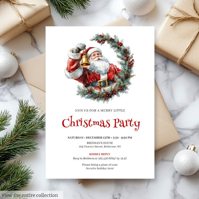 Convites Rustic Santa Claus Pine Wreath Holiday Party   (Rustic Santa Claus Pine Wreath Holiday Party Invite

)