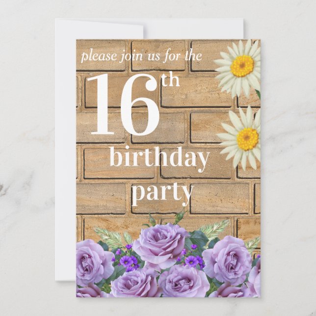 Convites Rustic sixteen Birthday Invitatio String Wood (Frente)