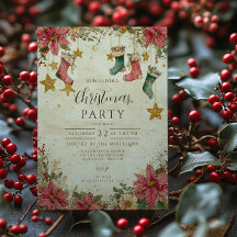 Rustic Stockand Poinsettias Christmas