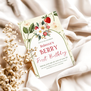 Convites Rustic Strawberry Theme Berry Primeiro Aniversário