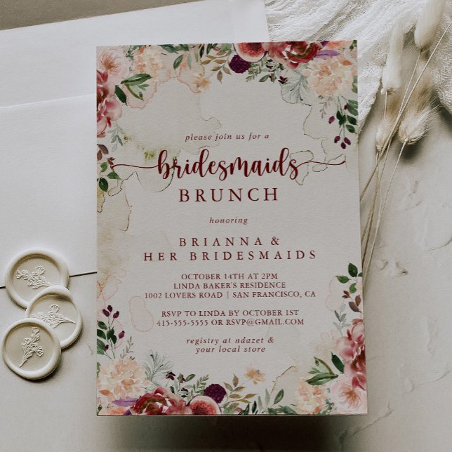 Convites Rustic Summer Floral Bridesmaids Chá Brunch (Criador carregado)