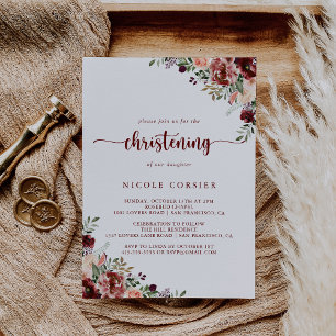 Convites Rustic Summer Floral Calliografia Christening