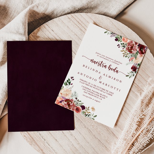 Convites Rustic Summer Floral Nuestra Boda Wedding (Criador carregado)