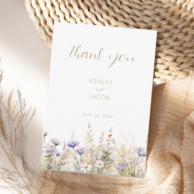 Convites Rustic Summer Meadow Wildflower Wedding Thank You  (Criador carregado)
