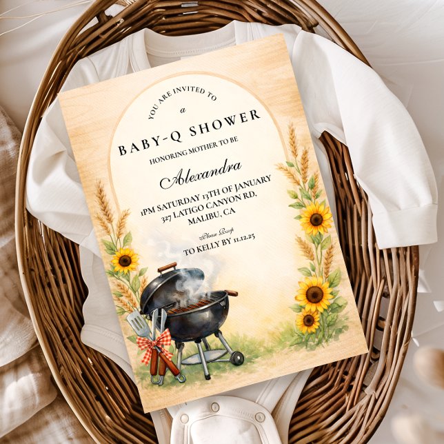 Convites Rustic Sunflower Baby Q Baby Shower (Criador carregado)