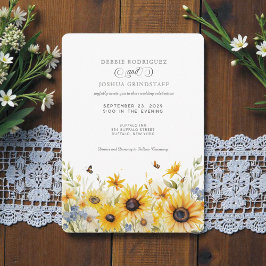 Convites Rustic Sunflower Barn Fall Wedding Invitation