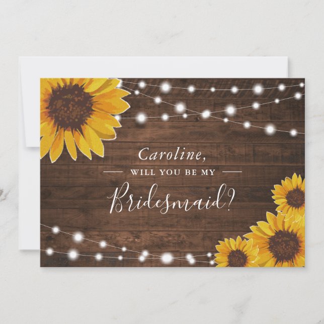 Convites Rustic Sunflower Bridesmaid Pedido de Proposta (Frente)