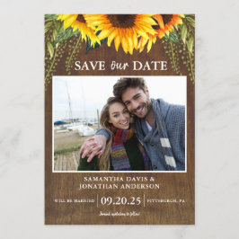 Convites Rustic Sunflower Classic Photo Save the Date