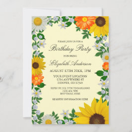 Convites Rustic Sunflower Daisy Floral Birthday