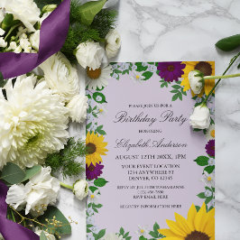 Convites Rustic Sunflower Daisy Floral Birthday