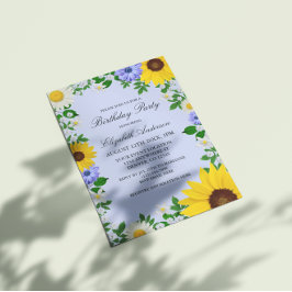 Convites Rustic Sunflower Daisy Floral Birthday