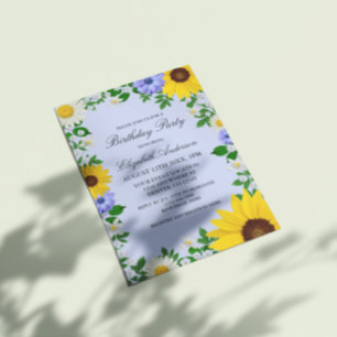 Convites Rustic Sunflower Daisy Floral Birthday
