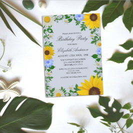 Convites Rustic Sunflower Daisy Floral Birthday