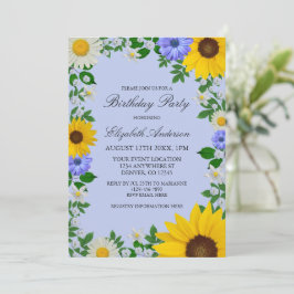Convites Rustic Sunflower Daisy Floral Birthday