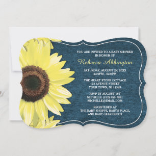 Convites Rustic Sunflower Denim Baby Shower Invants