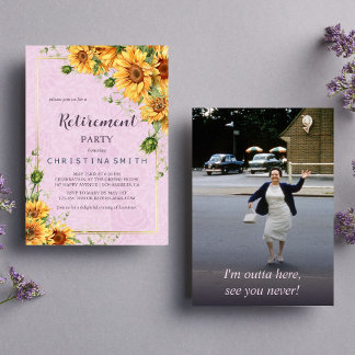 Convites Rustic Sunflower Elegant Summer Retirement Party