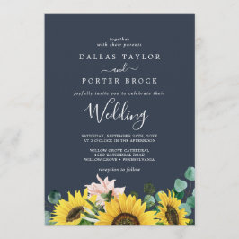 Convites Rustic Sunflower Eucalyptus | Casamento Marinho