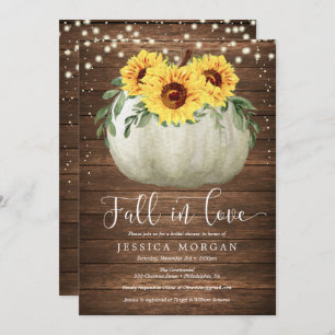 Convites Rustic Sunflower Fall in Love Chá de panela Invite