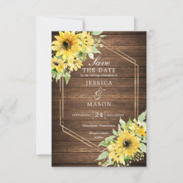 Convites Rustic Sunflower Greenery Casamento Salvar Data