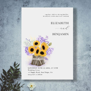Convites Rustic Sunflower Hydrangea Watercolor Casamento Ch