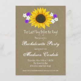 Convites Rustic Sunflower Kraft Festa de solteira Invites