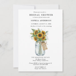 Convites Rustic Sunflower Mason Jar Bridal Shower
