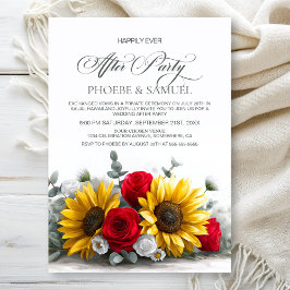 Convites Rustic Sunflower Red Rose Wedding After Party