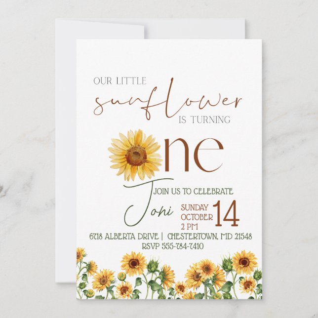 Convites Rustic Sunflower watercolor Aniversário (Frente)