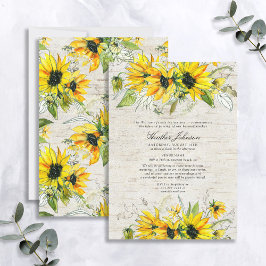 Convites Rustic Sunflower Watercolor Floral Bireral Funeral