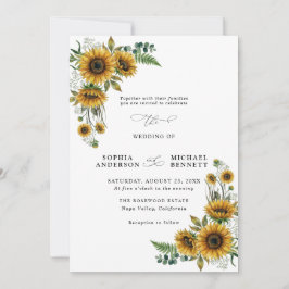 Convites Rustic Sunflower Wedding Invitation
