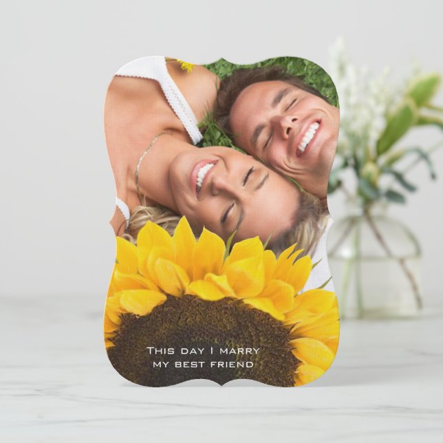 Convites Rustic Sunflower Your Photo Casamento (Em pé/Frente)