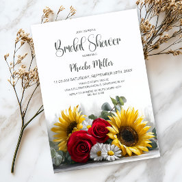 Convites Rustic Sunflowers and Roses Bridal Shower
