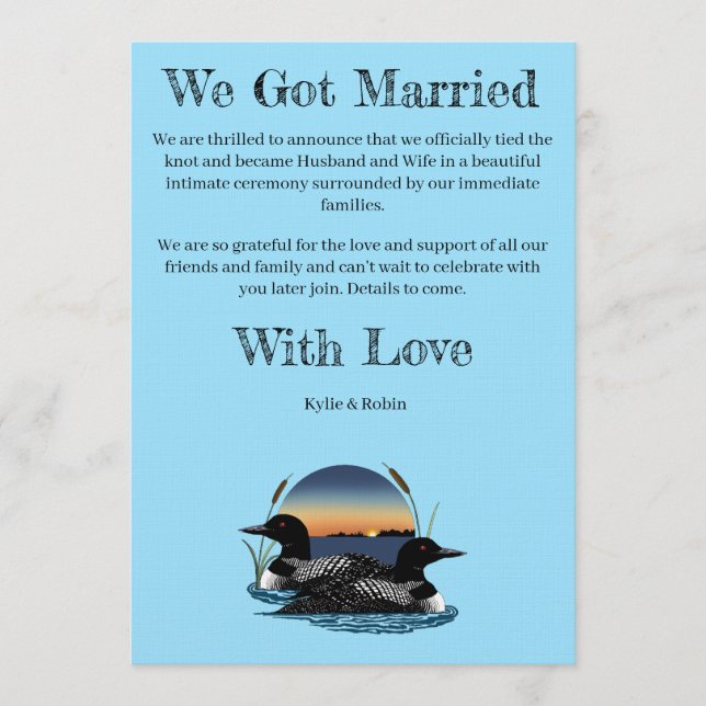 Convites Rustic Sunset Vintage Loons Lake  (Frente)