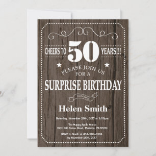 Convites Rustic Surprise 50th Aniversário Invitation