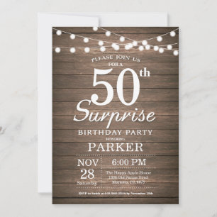 Convites Rustic Surprise 50th Birthday Invitation Wood