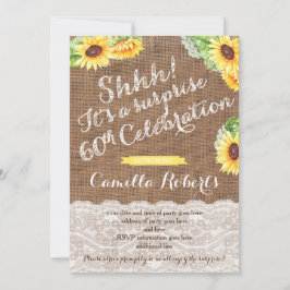 Convites Rustic Surprise 60th Cards de Festa de aniversário