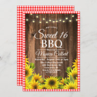 Rustic Sweet 16 CHURRASCO Sunflower Invitation