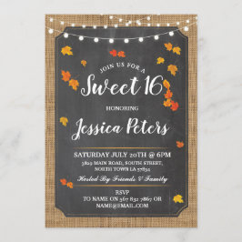 Convites Rustic Sweet 16 Party Fall Chalk Lights Convidam