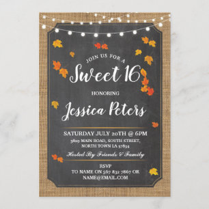 Convites Rustic Sweet 16 Party Fall Chalk Lights Convidam