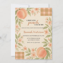 Convites Rustic Sweet Little Peach Baby Shower 