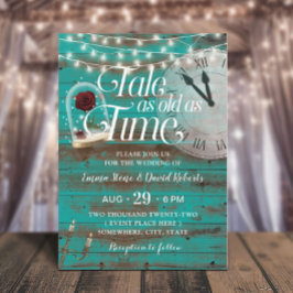 Convites Rustic Tale tão Antigo como Time Teal Fairytale We