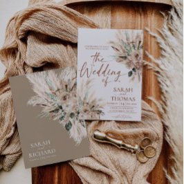 Convites Rustic Tan Fall Boho Wedding Invitation Card