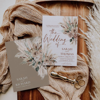 Convites Rustic Tan Fall Boho Wedding Invitation Card